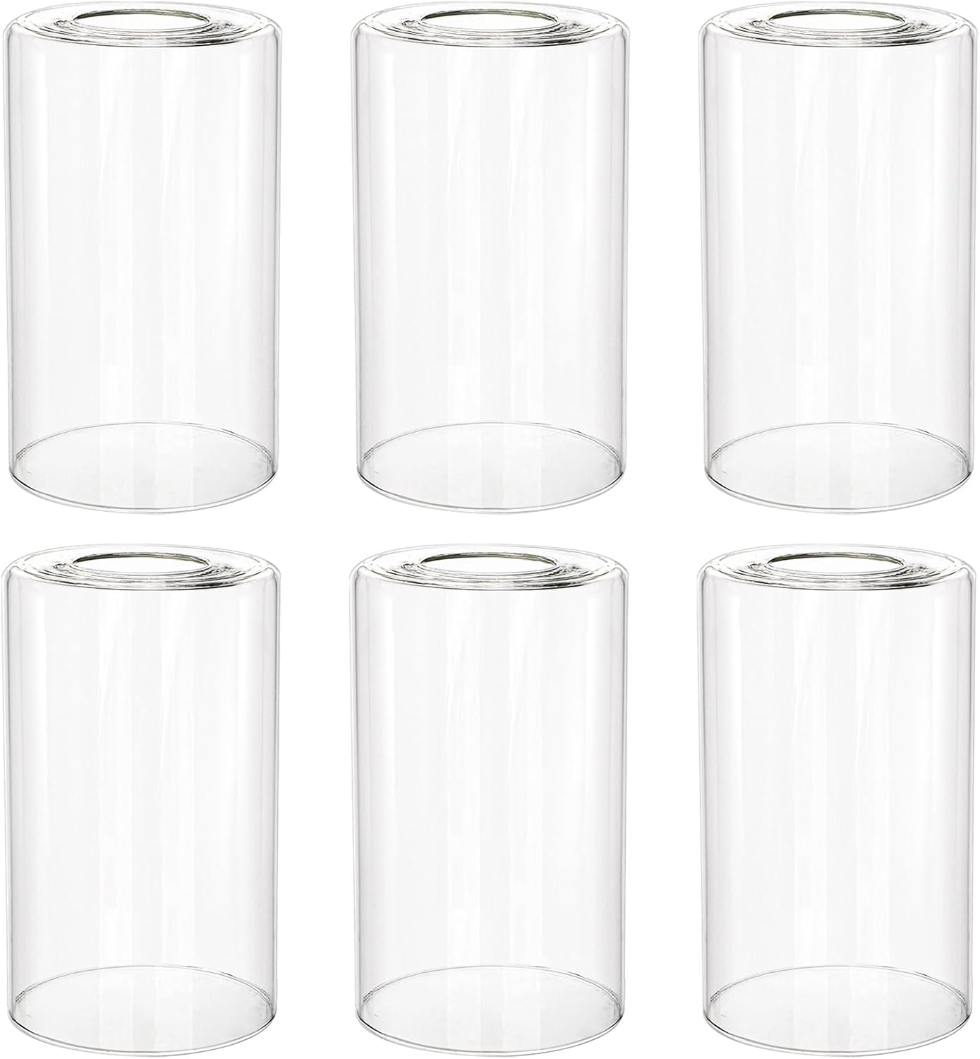 Hedume 6 Pack Clear Cylinder Glass Lamp Shades