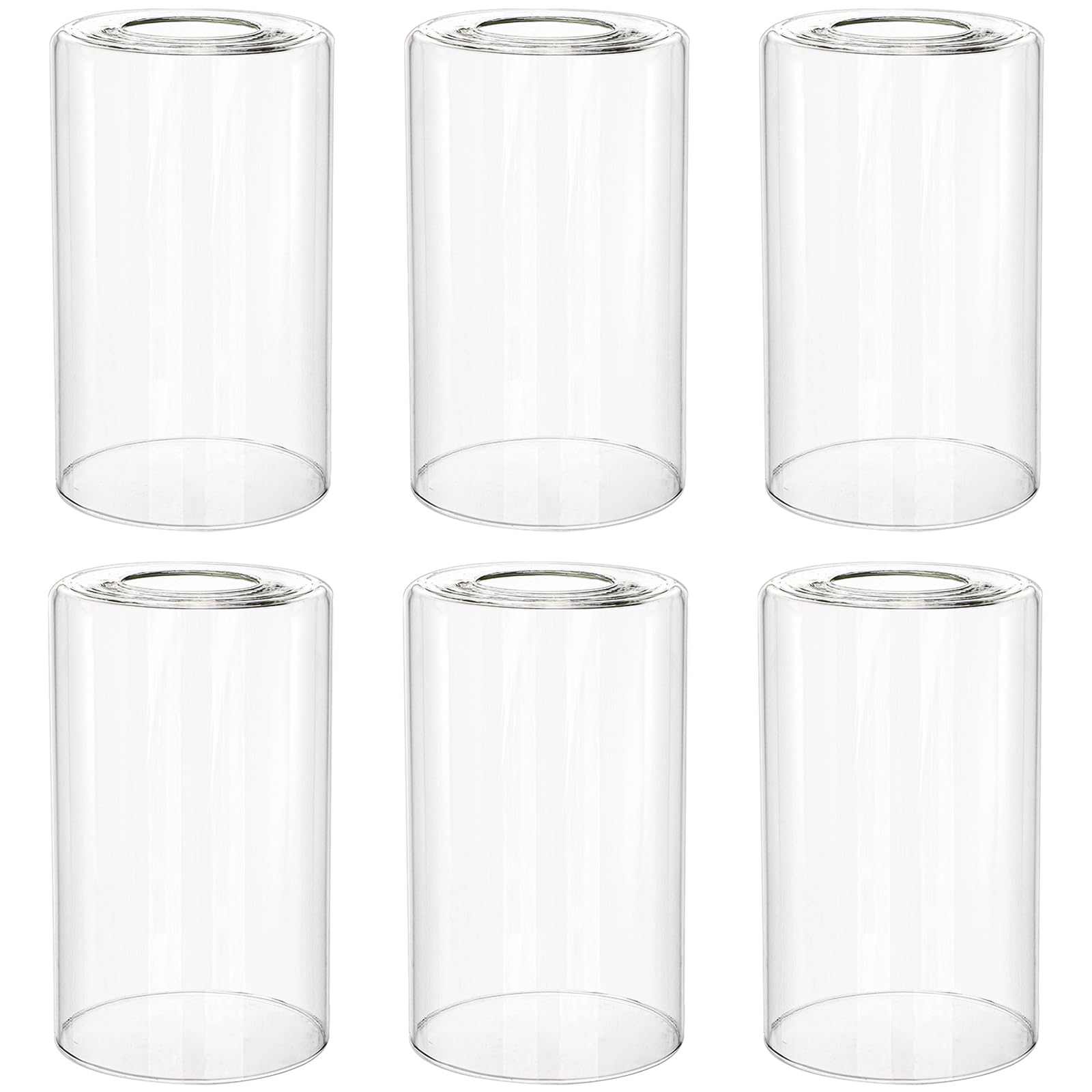 Hedume 6 Pack Clear Glass Shades Replacement, 5.7" Height - 3.5" Diameter - 1.7" Fitter, High Transmittance Clear Cylinder Glass Lamp Shade