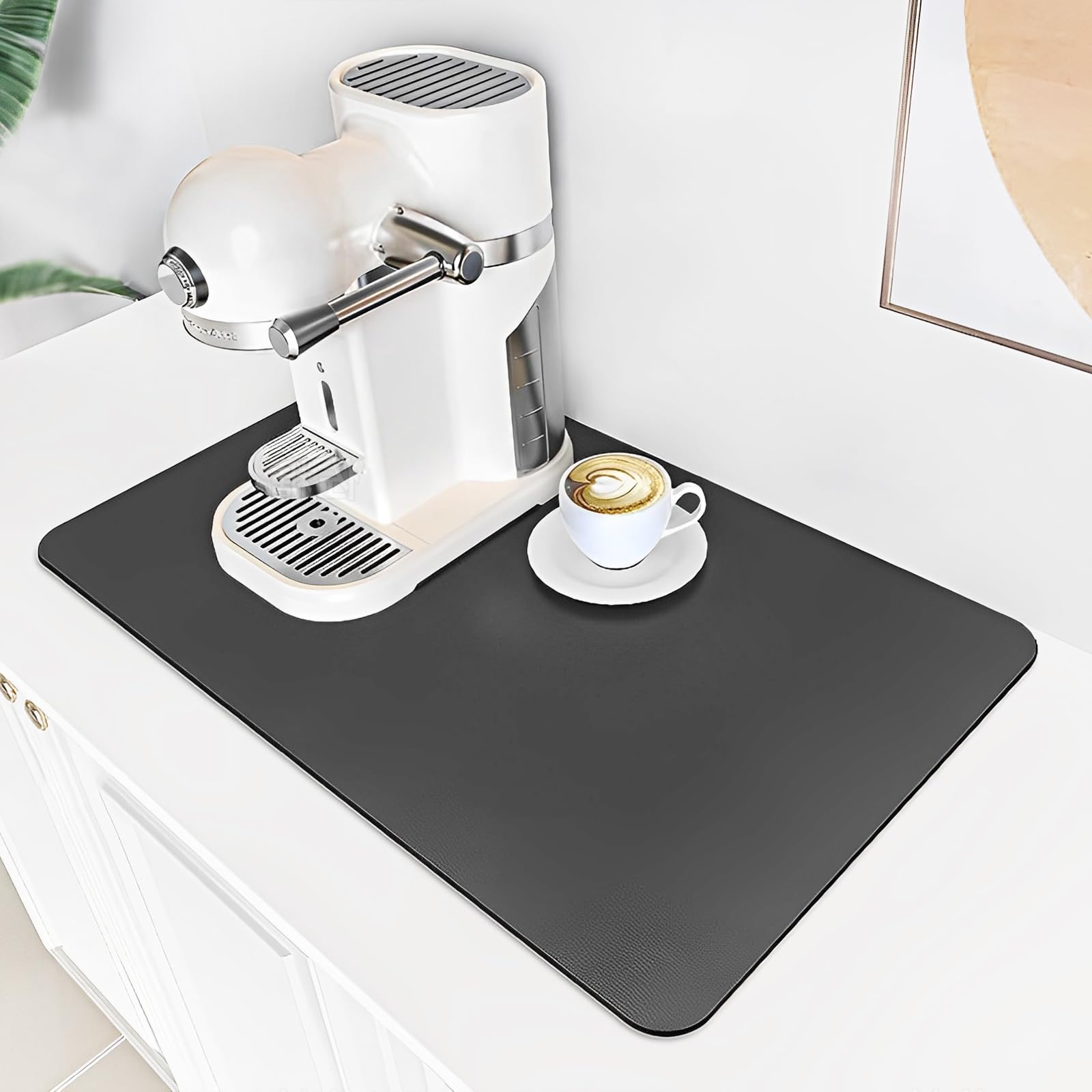 DMNQ Alfombrilla Cafetera Súper Alfombra Escurreplatos Alfombrilla de Secado de Platos Apto para Vajilla, Cafetera, Lavavajillas, Gris Oscuro (30 x 40 cm, Gris)Alfombrilla Escurreplatos