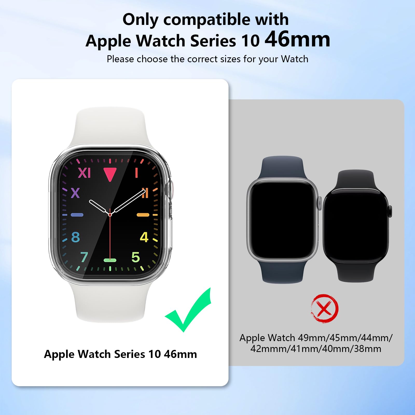 AOTUAO 4 Pezzi Cover Compatibile con Apple Watch Series 10 42mm con Vetro Temperato, iWatch Case Protettore Schermo e Protettiva Custodia per Apple Watch Series 10 42mm (4 Trasparente)