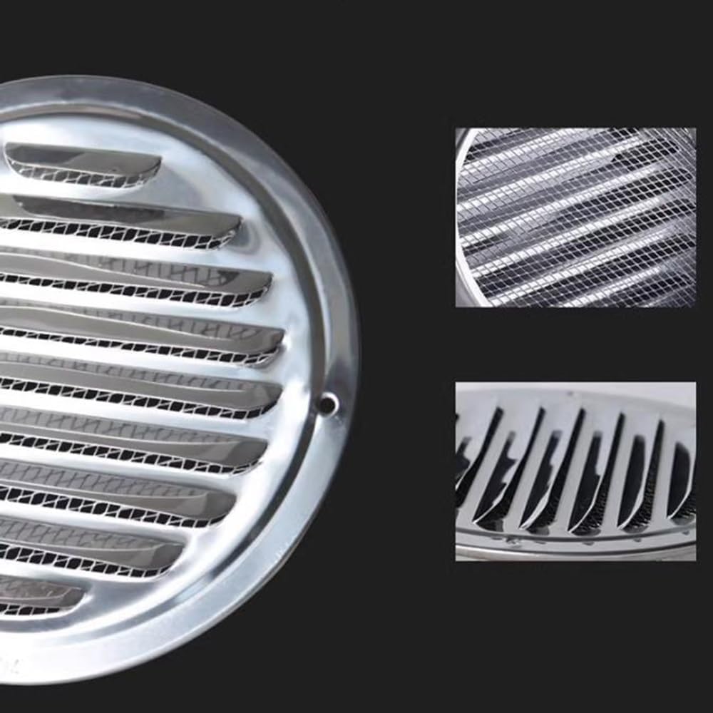 Soffit Vent Cover Stainless Steel Air Vent Louver Round Grill Cover, Wall Air Vent Hood Bathroom Kitchen Ventilation Grille Cover