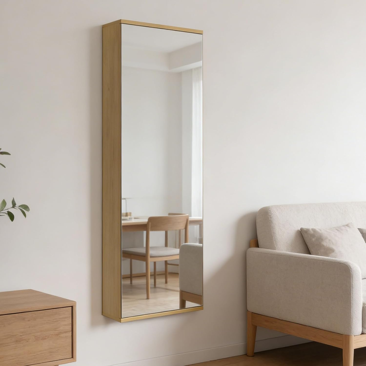 Shoe Cabinet with Mirror Modern Black Mirrored Shoe Storage Cabinet 67" Tall 5-Tier Shelves Narrow Shoe Storage Cabinet for Entryway Space Saving Furniture (Wall-Mounted, Oak)