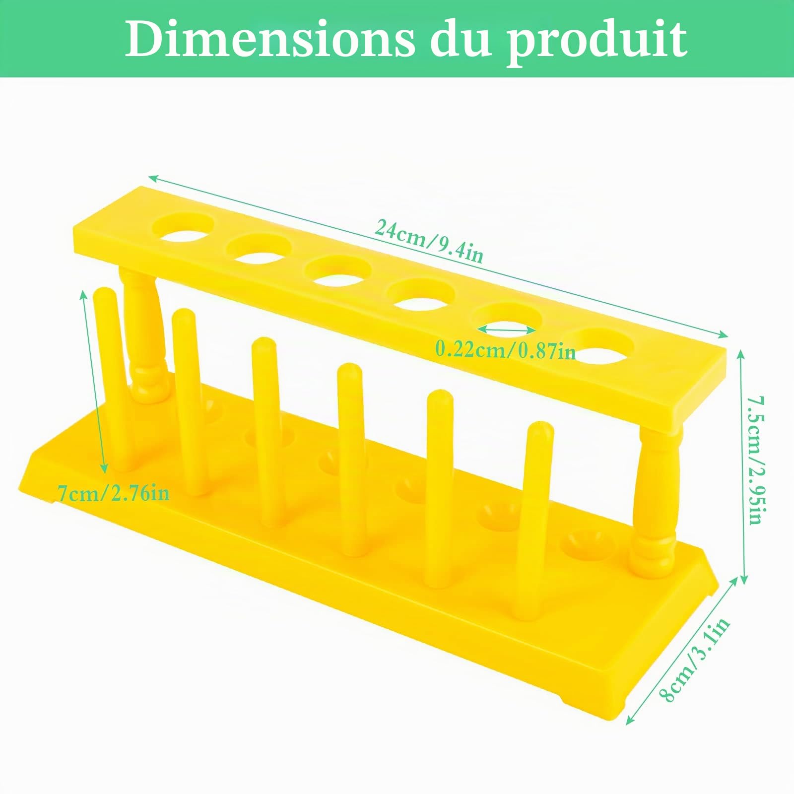 Support de Tube à Essai 2 Pcs Porte-tubes à Essai en Plastique 6 Trous Diamètre 22mm Support d’Éprouvette de Laboratoire Détachable Porte Éprouvette Accessoire de Tube de Laboratoire
