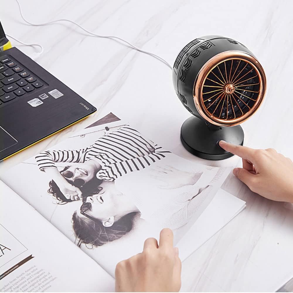 Ventilatore elettrico portatile Forte vento USB plug-in Mini ventilatore Inclinazione regolabile Ventilatore da tavolo estivo Ventilatore elettrico da campeggio esterno (Oro)