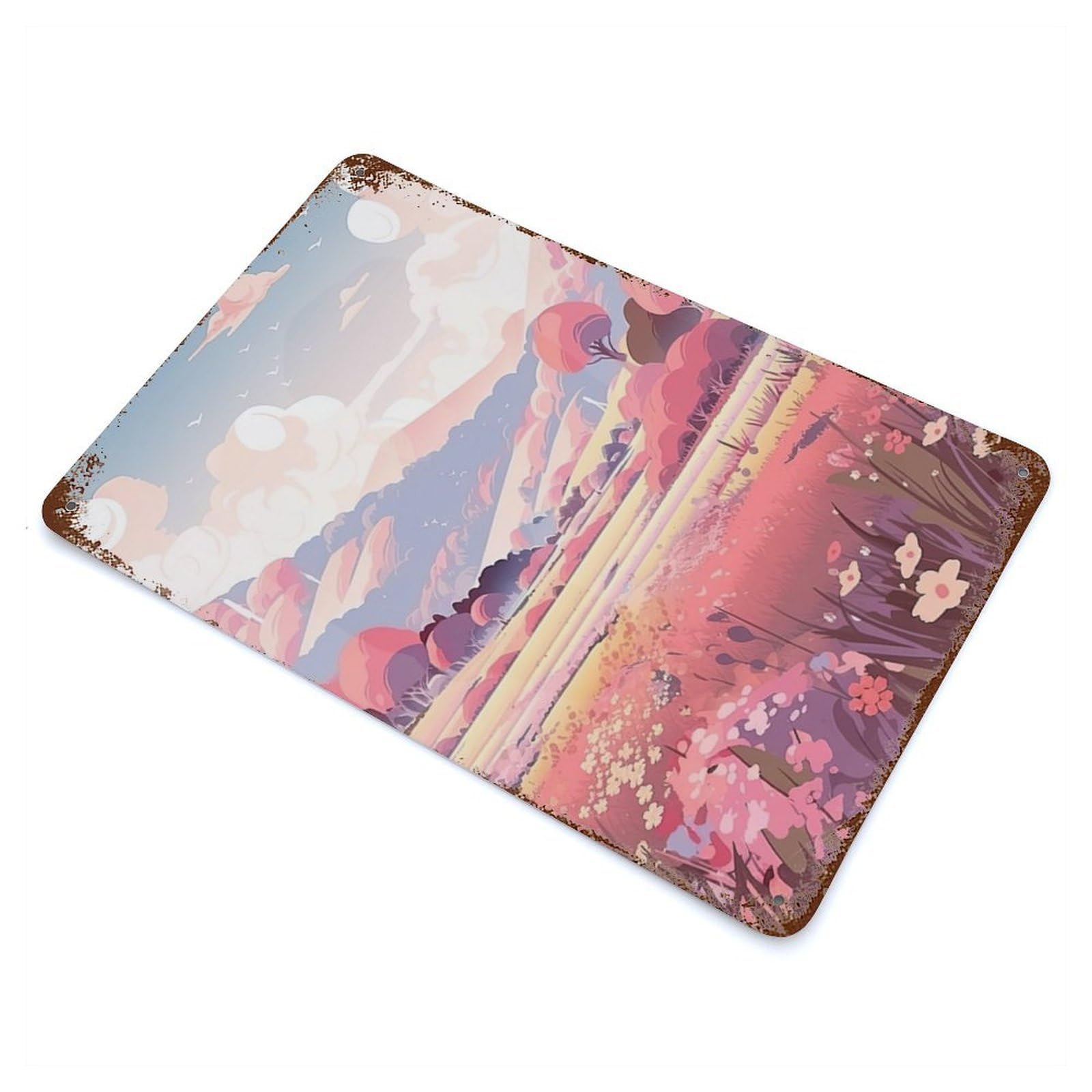 Flower Meadow Foothills Vintage Wall Sign 11.8"x7.9", Rust Effect Metal Decor for Cafe, Home Bar And Lounge Decor