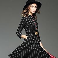 Vista 4 de Cinturón de cuero clásico con hebilla de metal para mujer con vestido de jeans Aah-negro-clásico