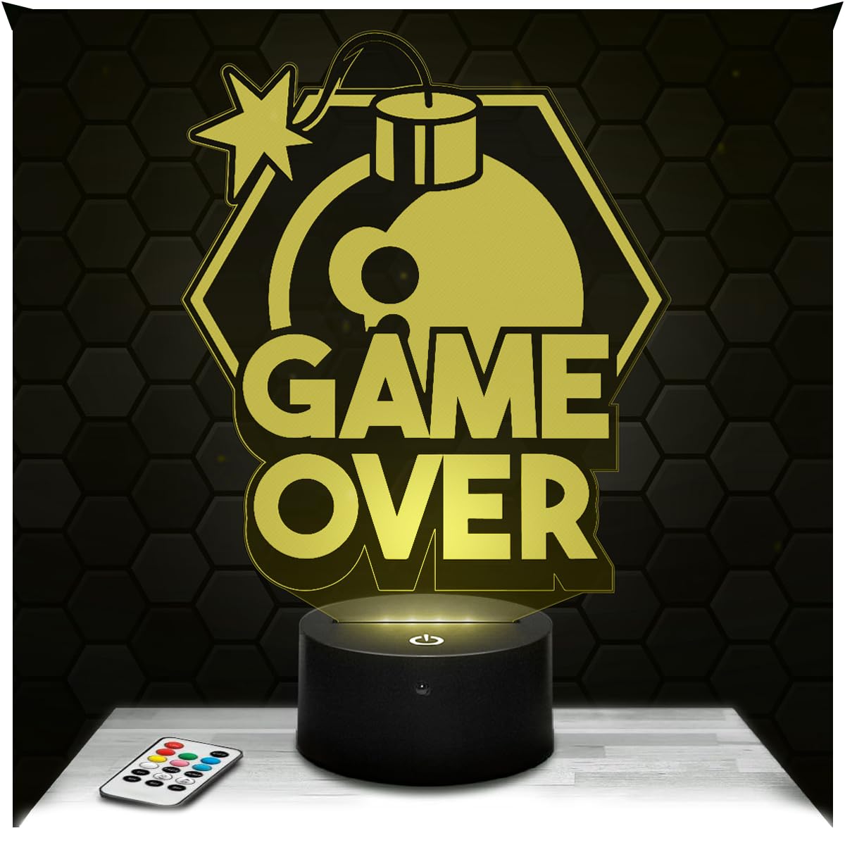 Lampephoto.fr - Game Over Bomb 3D Night Light Office Decor Boy Gift Idea for Teenagers, Decoration Soft Light Night Light Office Decor, Original Christmas, Gift Idea, Led Bedside, Gifts Merchandising