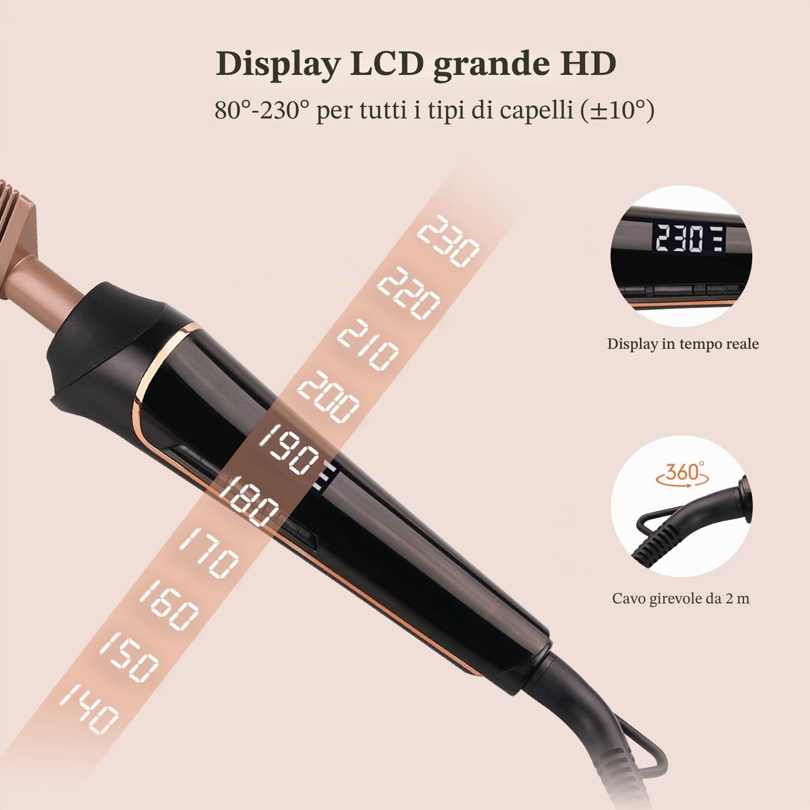 janelove Pettine lisciante in ceramica, 80 ℃-230 ℃ Hot Comb per capelli afro/pizzo wigs/barba, pettine per capelli in ceramica con display LCD HD, riscaldamento rapido