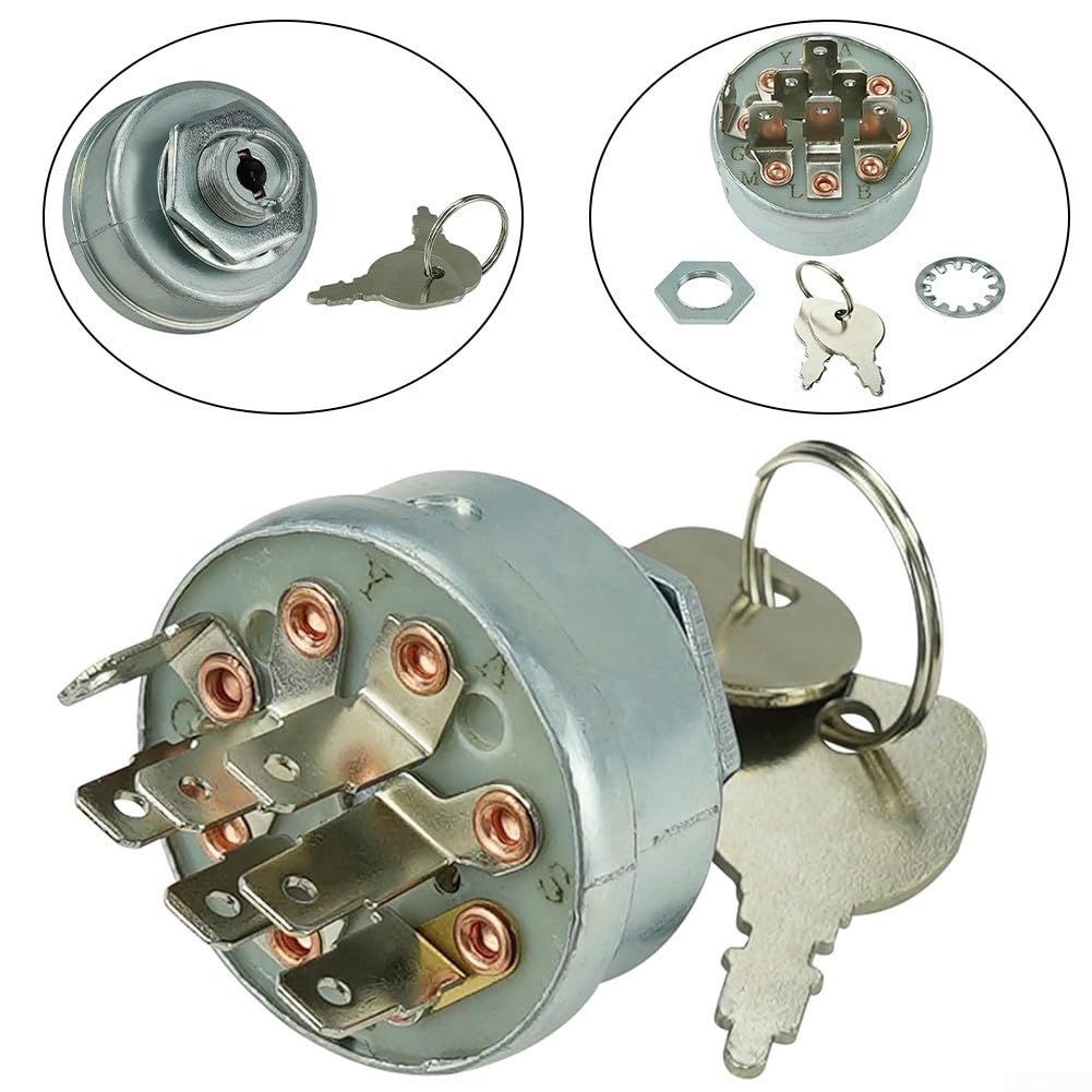 Interrupteur d'allumage et de démarrage pour husqvarna, Contacteur avec 2 clés, 7 bornes de rechange pour modèles 725-1717 et 925-1717, Pour Huqvarna pour Poulan Tracteur Tondeuse
