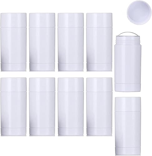 Paquete de 10 recipientes de desodorante vacíos con barra de llenado de plástico, tubo de bálsamo labial, botella de desodorante recargable para