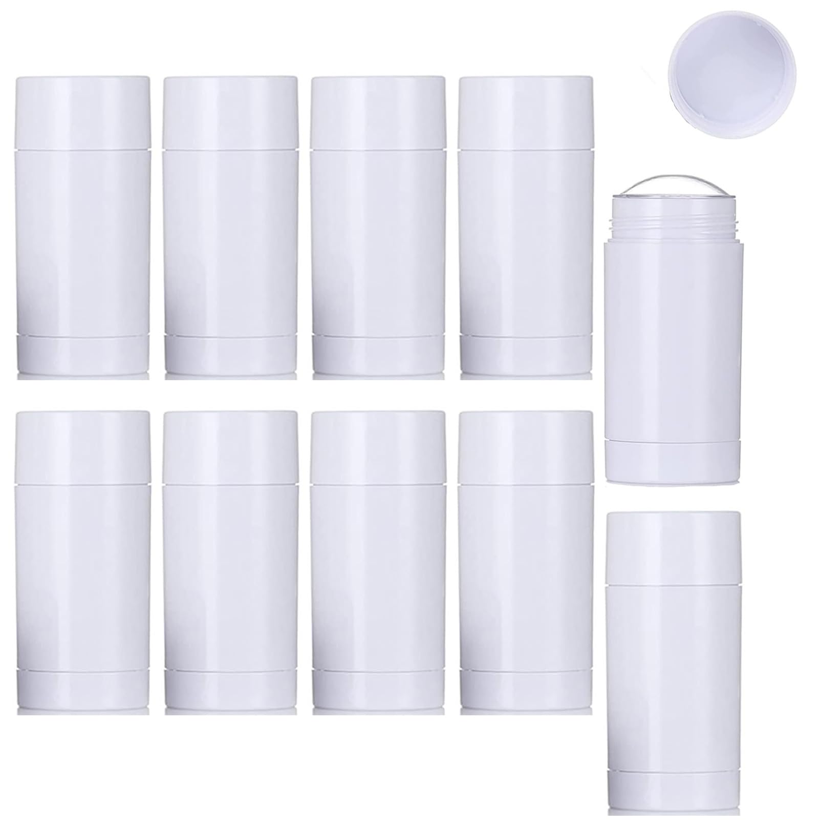 Confezione da 10 contenitori vuoti per deodoranti, in plastica, ricaricabili, per deodorante, burrocacao fai da te, rossetto, pastelli, Chapstick, 75 ml, colore: bianco