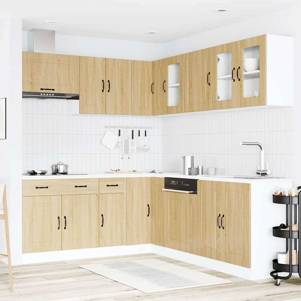 SKM Mueble Cocina Kalmar Roble Sonoma 11 pzas Madera contrachapada,Mobiliario,Armarios y Almacenamiento,Armarios de Cocina,Marrón,197.5 kg,3314914