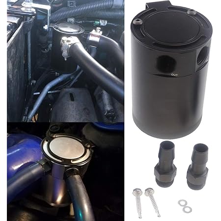 Amazon Pqyracing 2ポートオイルキャッチタンク コンパクトタイプ M16 1 5 穴サイズ バッフル付き 150ml容量 オイルキャッチタンク 車 バイク
