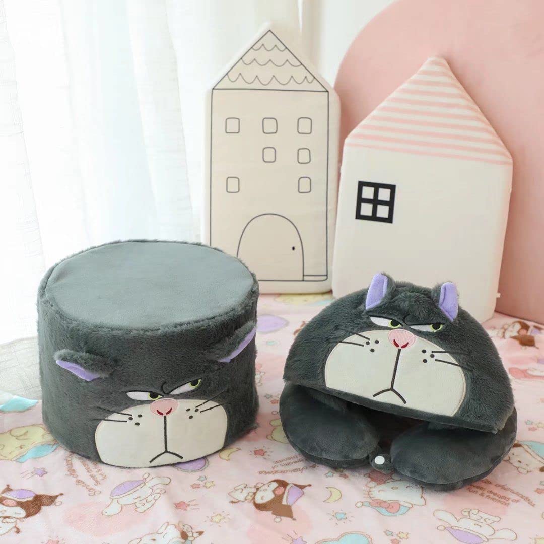 新品タグ付き★ルシファー ネックピロー フード付き　シンデレラ　完売 Amazon｜ルシファー 猫 シンデレラ 枕 お昼寝枕 携帯枕 ネックピロー