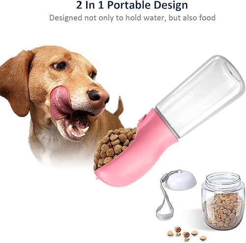 Miniatura 3 de WePet Botella de agua portátil para perros con contenedor de alimentos, 19 onzas + 6 onzas, dispensador de agua para cachorros a prueba de fugas con