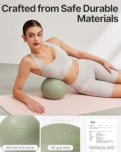 Miniatura 2 de YOTTOY Pelota de ejercicio pequeña, pelota de pilates de 9 pulgadas con tecnología antiestallido para estabilidad, ideal para yoga, pilates, terapia
