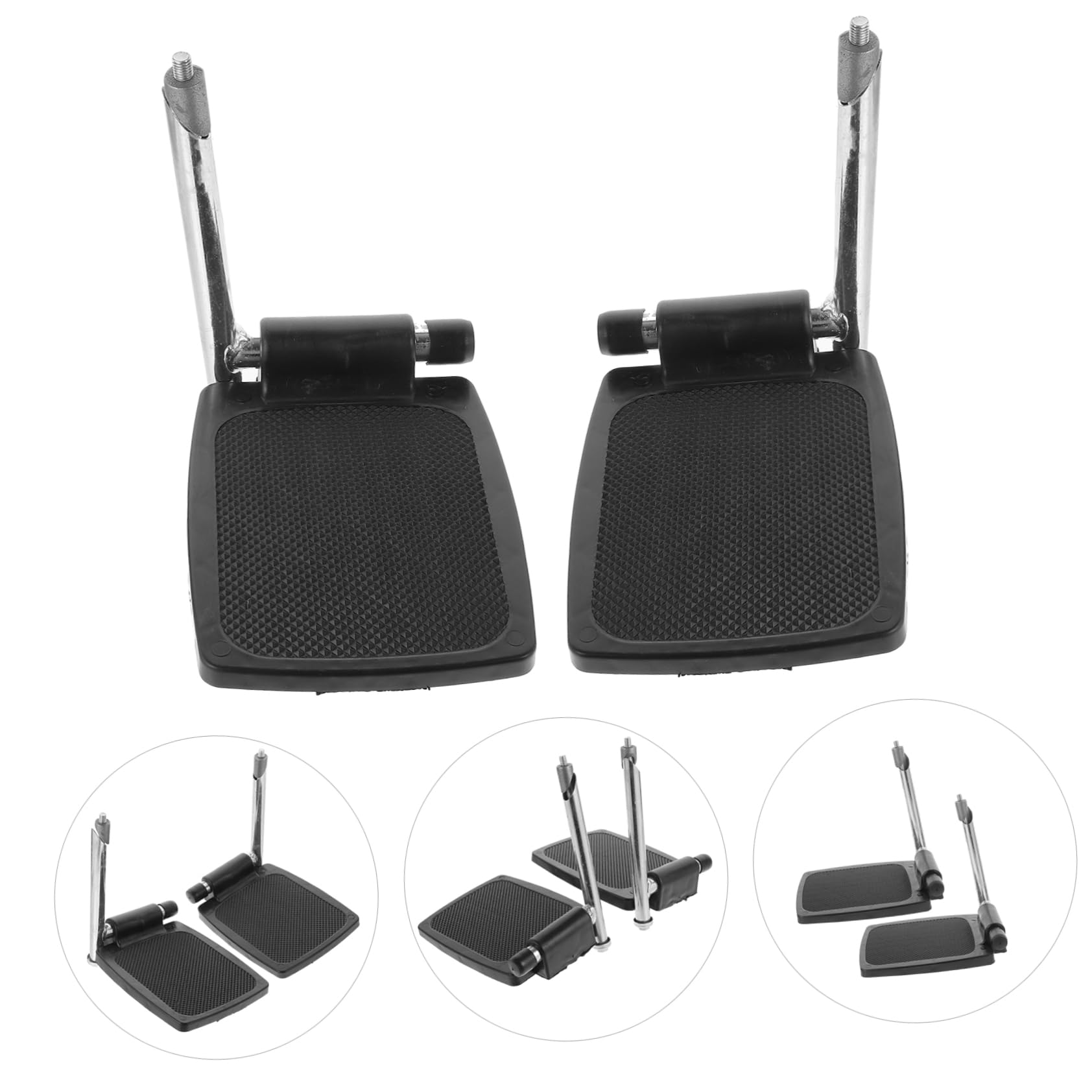 Reposapiés para Silla de Ruedas con Poste, 1 Par, Negro | Plástico, Adaptación y Protección Antideslizante, Repuesto para Movilidad Diaria, Edades Color Aleatorio