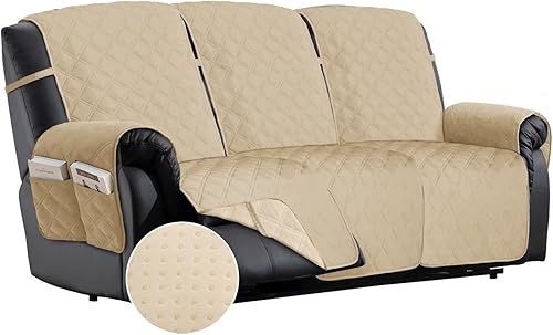 TOMORO Funda de sofá reclinable antideslizante para perros, funda acolchada 100% impermeable para sofá, protector de muebles con 5 bolsillos de