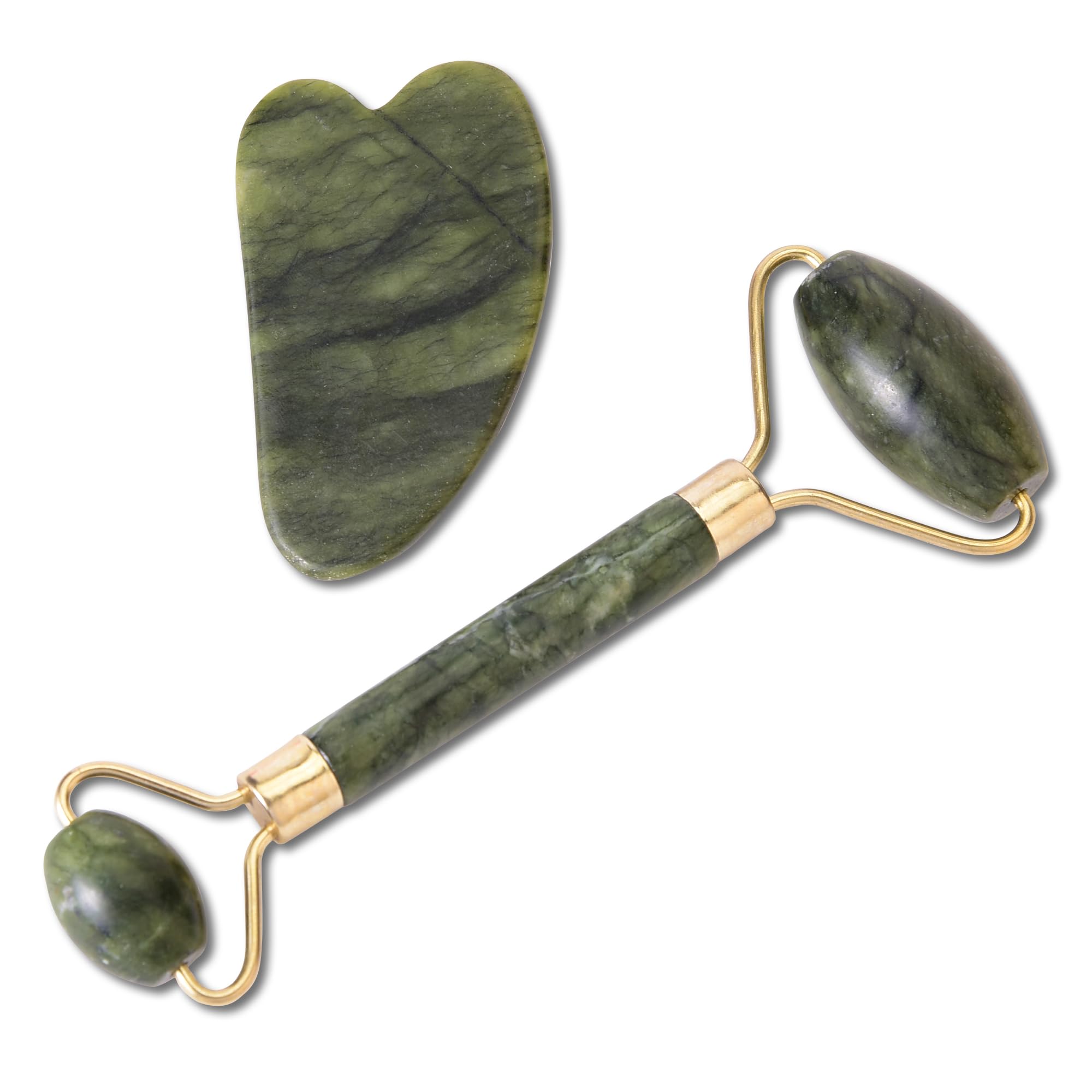 RarePicks Natural Green Jade Roller & Gua Sha Set | Anti-Aging Facial Massager Tool for Face, Neck, and Eyes | Reduces Wrinkles, Promotes Relaxation, and Enhances Skin Care