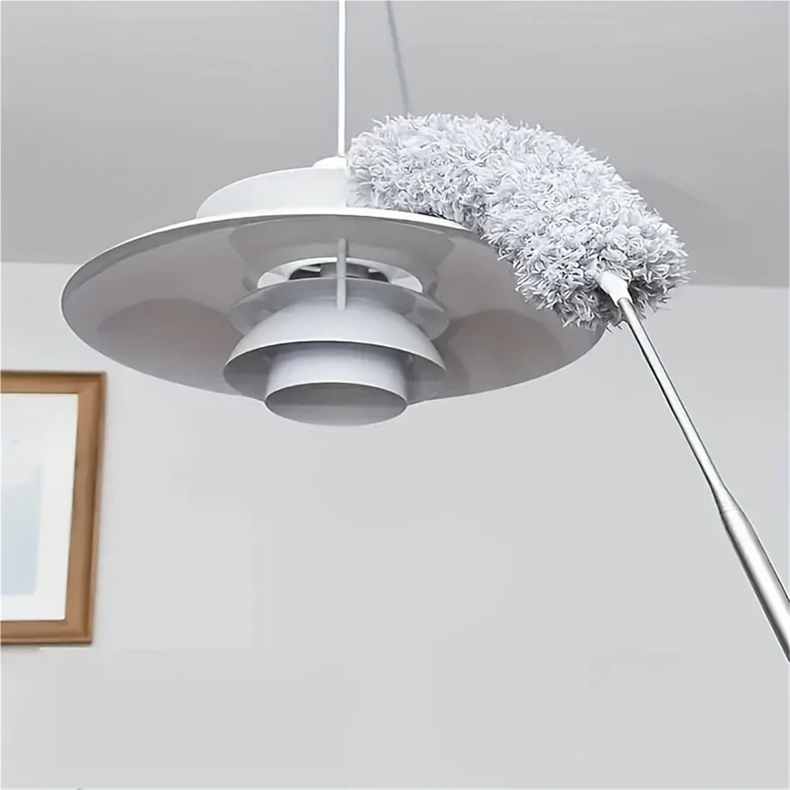 Plumero Plumero de Plumas Pollo extendido 2,8 M, Escoba Limpieza Techo Extensible y Curvada, recolector Polvo electrostático for el hogar