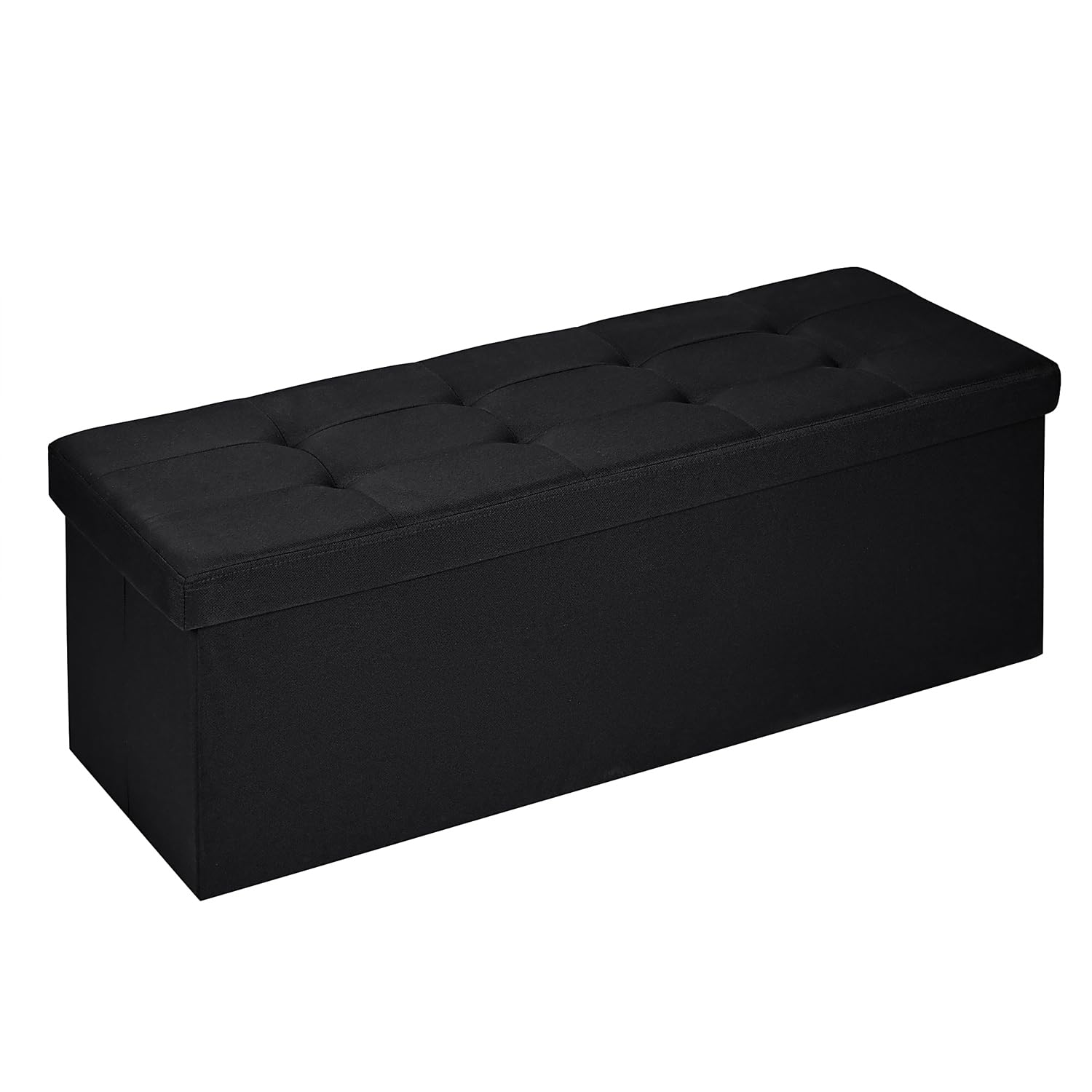 T-LOVENDO.ES Puff de almacenaje Plegable, Banco con Almacenamiento, Otomana, Baúl, Taburete Reposapiés, Acolchado, para Dormitorio, Sala de Estar, Pasillo, Grande 110 x 38 x 38 cm. Carga hasta 300kg.