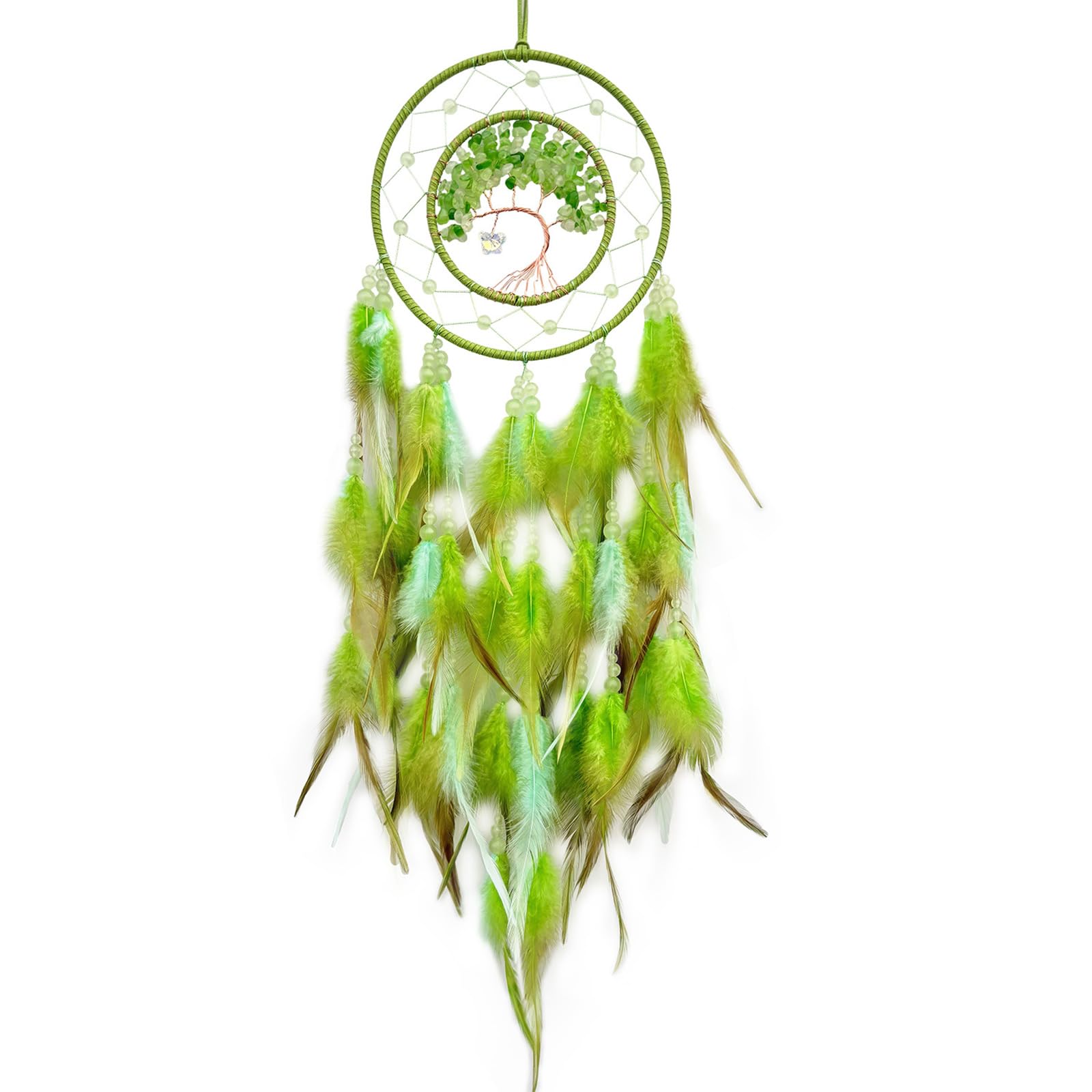Dreamcatchers Hanging Ornament with Glowing in Dark Beads and Feathered Tassels Pendant for Car or Home Decors Ornament