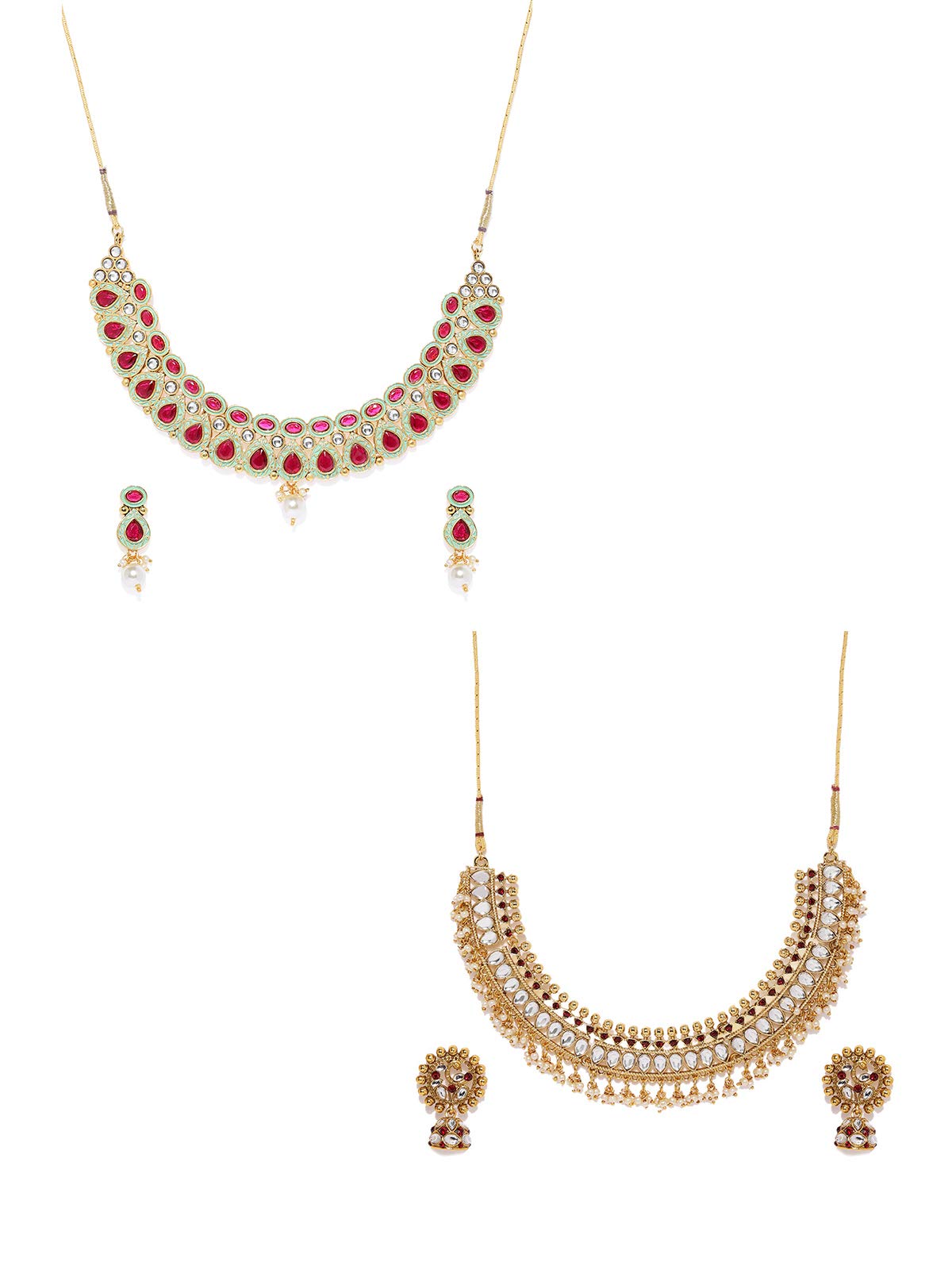ZAVERI PEARLS Combo of 2 Modern Style Pearl & Kundan Necklace set For Women-ZPFK9061 (B07X417VGD) Amazon Price History, Amazon Price Tracker