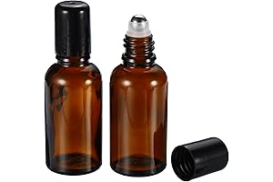 PATIKIL 30mL Amber Glass Roller Ball Refillable Roller Bottles