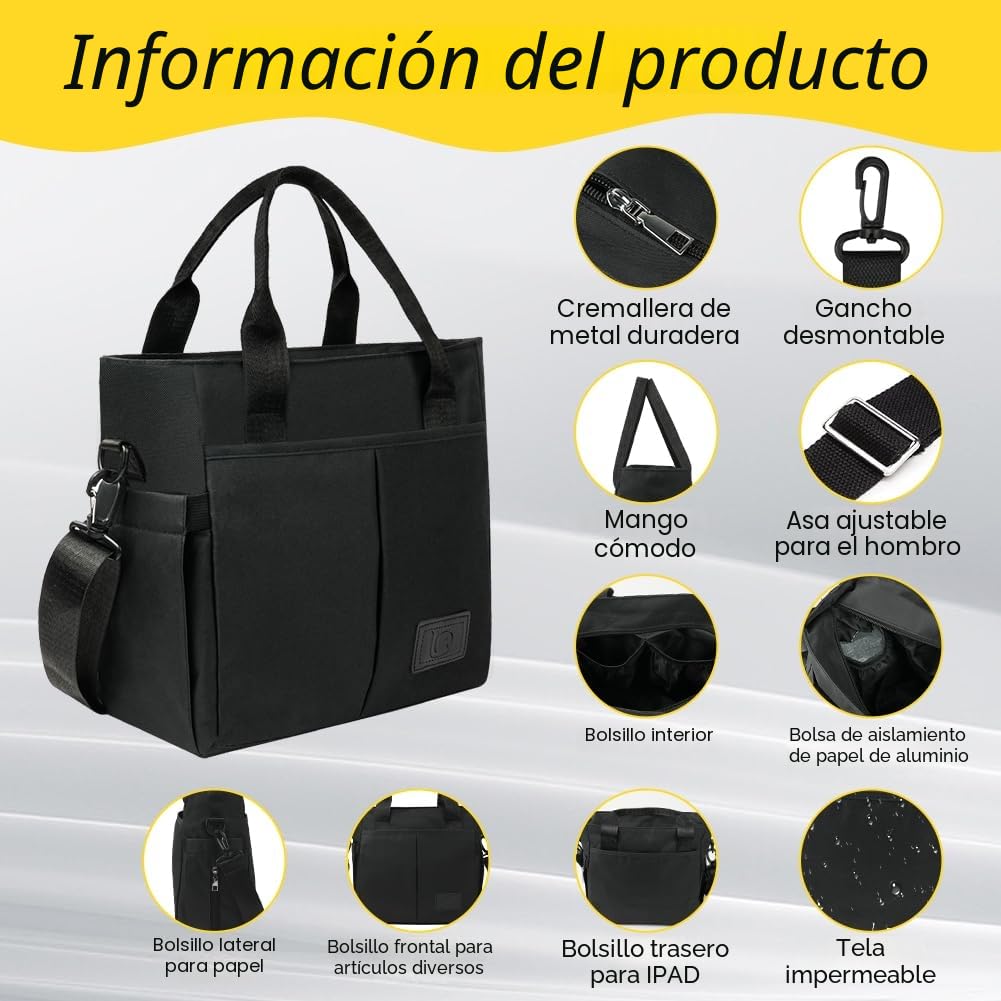 Aolso Bolso Cambiador Bebe, Impermeable Pañaleras Gran Capacidad Bolsa, Multifuncional para Bebé Bolsa y Gancho para Cochecito, Organizador de pañales Neceser Viaje (Negro)