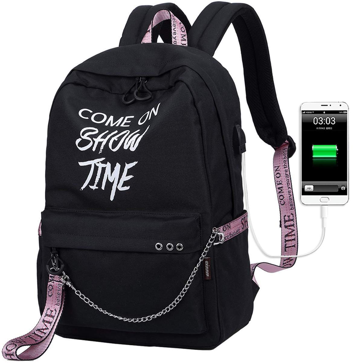 HASAGEI Mochilas Escolares Juveniles para 15.6“ Mochila Unisex para la Escuela Daypacks para Mujeres Hombres (Negro)