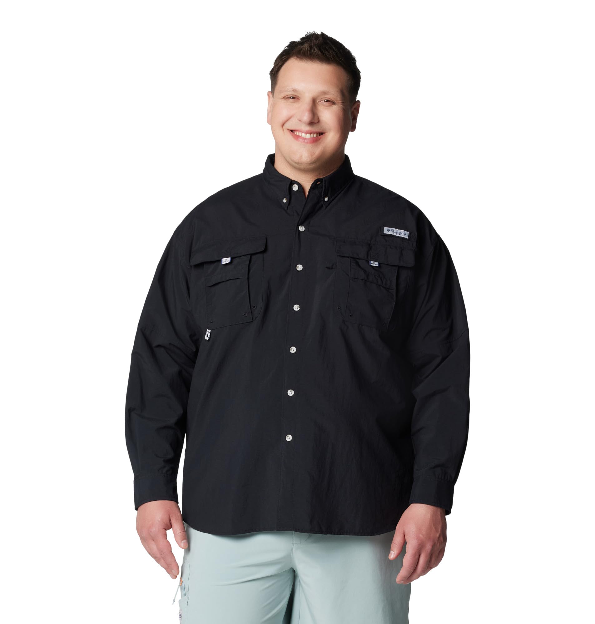 Columbia Men's Black Pfg Bahama Ii Long Sleeve Shirt, 3X
