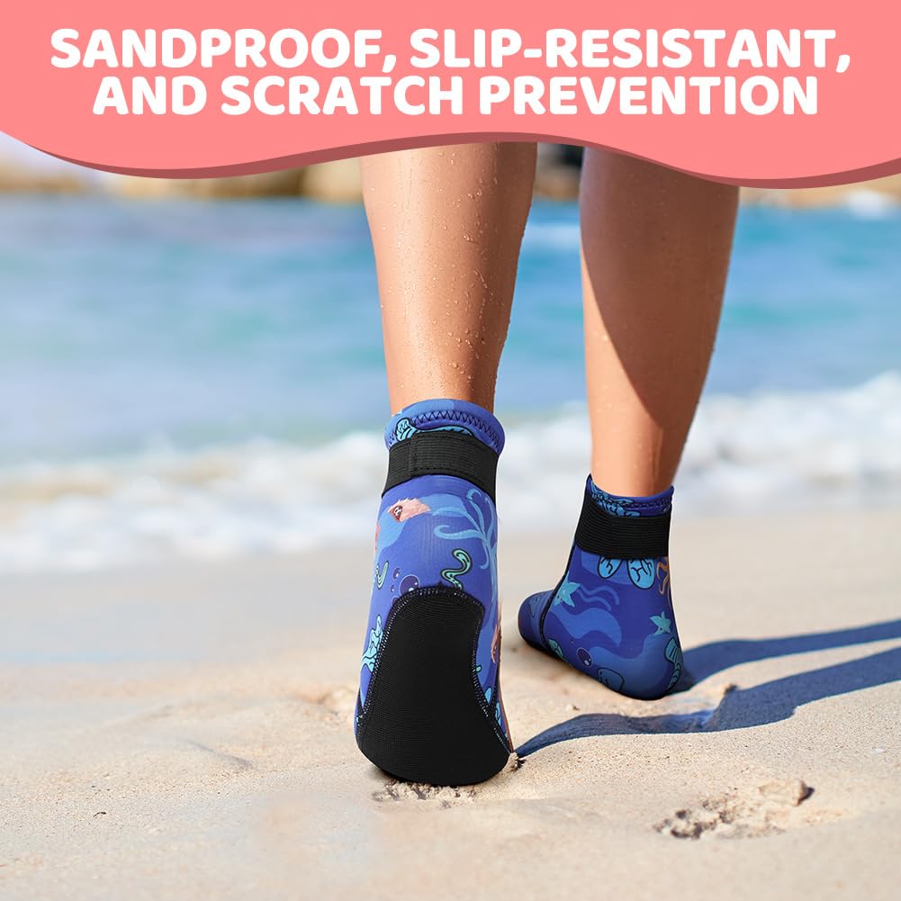 HAGOT Calzari Neoprene Bambini，Calzini da Muta in Neoprene da 3 mm, Calzini Termici per Bambini, Antiscivolo e Antigraffio da Sub per Piscina, Spiaggia, Immersioni e Snorkeling