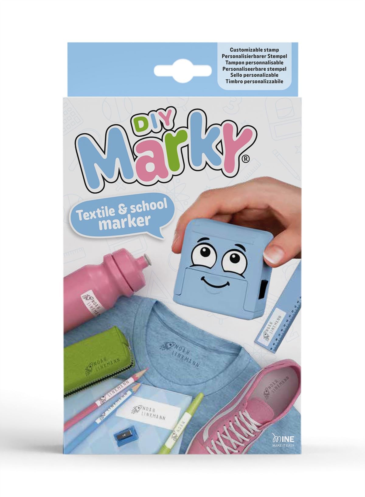 DIY MARKY - Customizable Stamp for Kids | for Children's Clothing and Items | Includes Ink for up to 1000 Impressions | Suitable for All Surfaces |