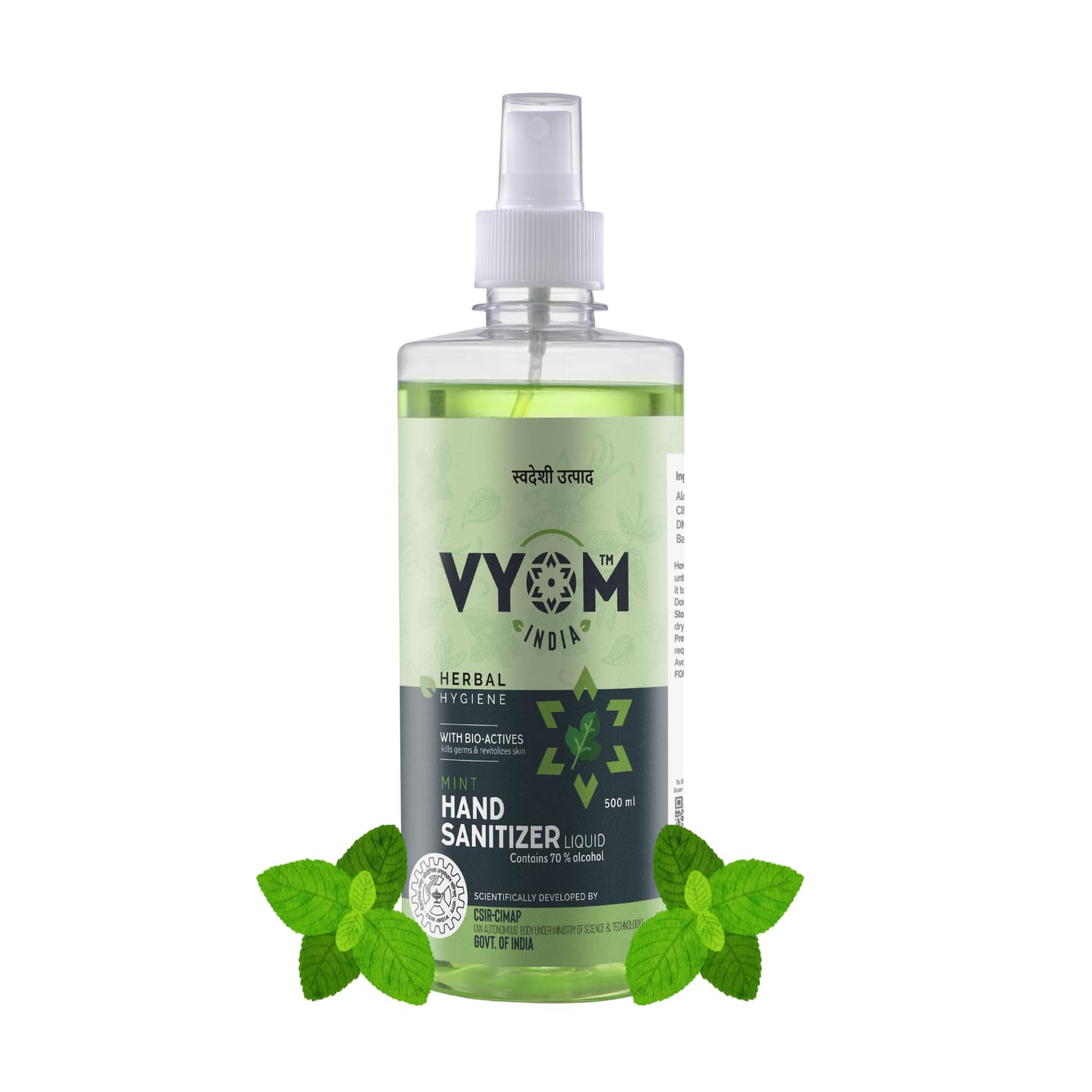 Hand Sanitizer & Moisturiser Spray 500 ml | 99.99% Germ Protection | 70% Alcohol & Mint Liquid | Fast-Drying, Non-Sticky | Safe for Kids | Travel Friendly