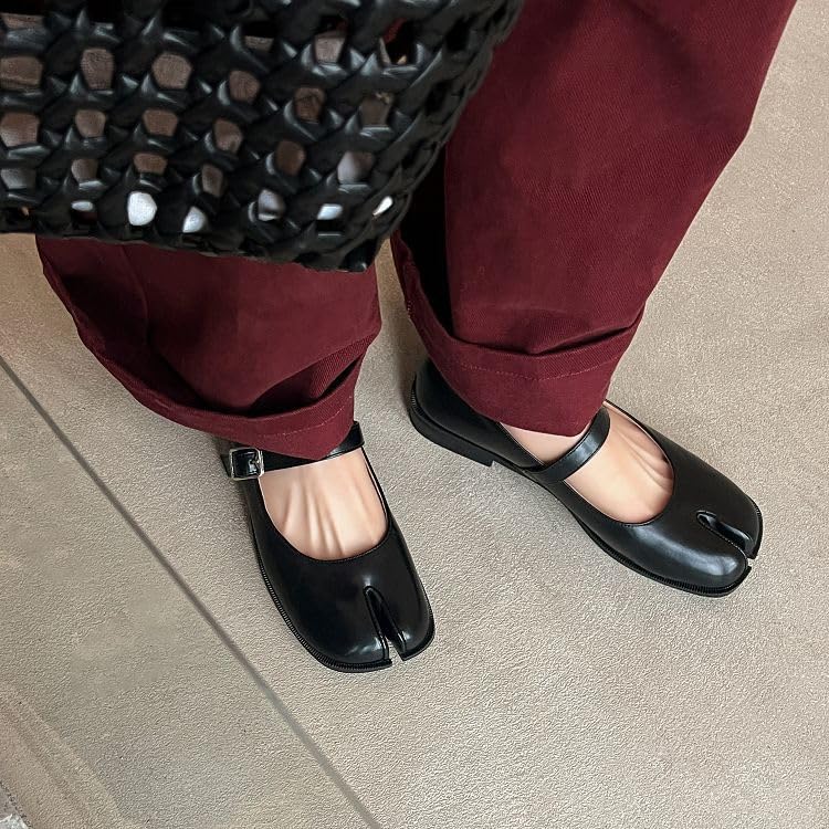 Tabi Shoes Leather Split Toe Mary Janes Sandals Alternative Non Slip Breathable Cute Y2K Kawaii Fashion Trendy Elegant Dressy Pumps Casual Office Business Summer Fall Outdoors Rave Beach4