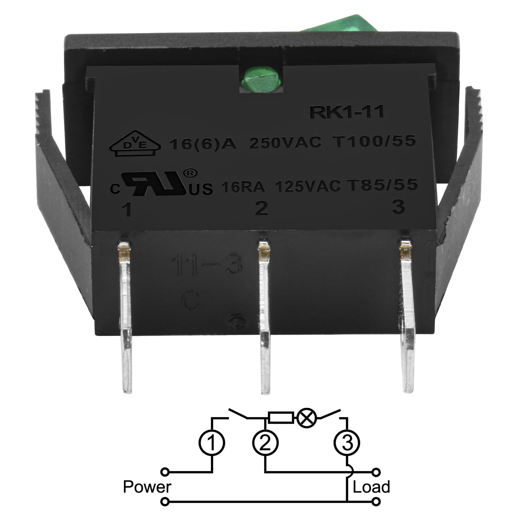 Interruttore Bilanciere Rotondo ON-OFF SPST - 5 Pezzi, 6A 250V AC, Certificato UL VDE - Foto 5
