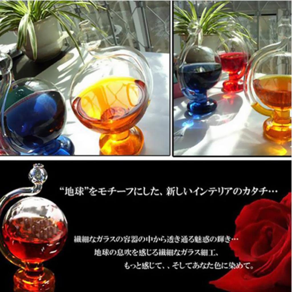 Qianly Wetterflasche Wetteranzeigerflasche Barometerflasche Deko Vase Aus Klarem Borosilikatglas mit DIY Einfärbung Und Sichtbarer Steigröhre für Geschenk, Blau