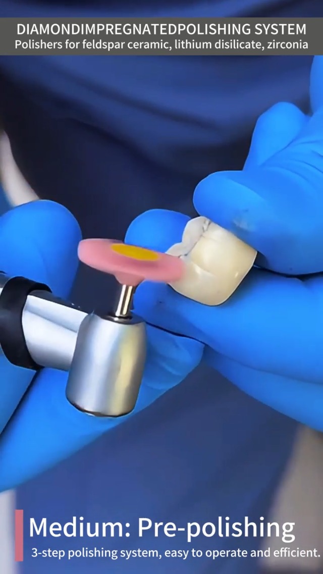 Image of 6Pcs Dental Diamond Impregnated Polishing System Ceramic Polishing Disc Composite Ceramic Polishing Disc, 3-Step Polishing Diamond System RA 14mm Spiral Flex Brush.