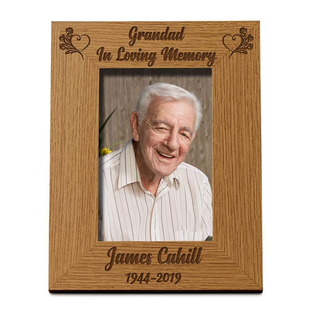 Personalised Grandad In Loving Memory Remembrance Wooden Photo Frame (4 x 6 Inch)