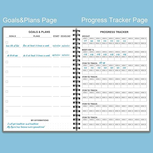 Miniatura 3 de Diario de fitness para mujeres y hombres  Diario de entrenamiento A5  planificador para rastrear pérdida de peso, gimnasio, progreso de culturismo