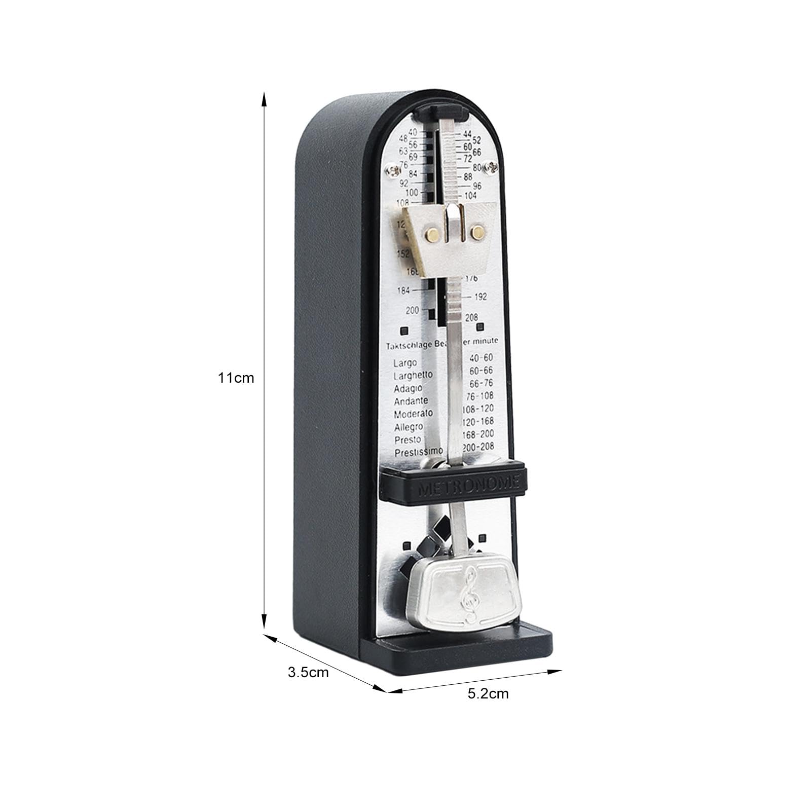 Generic Métronome Mécanique, Métronome Universel, Vitesse Réglable, Pendule Métal Précision Accordeur pour Violon, Violoncelle, Saxophone, Autres Instruments, Noir