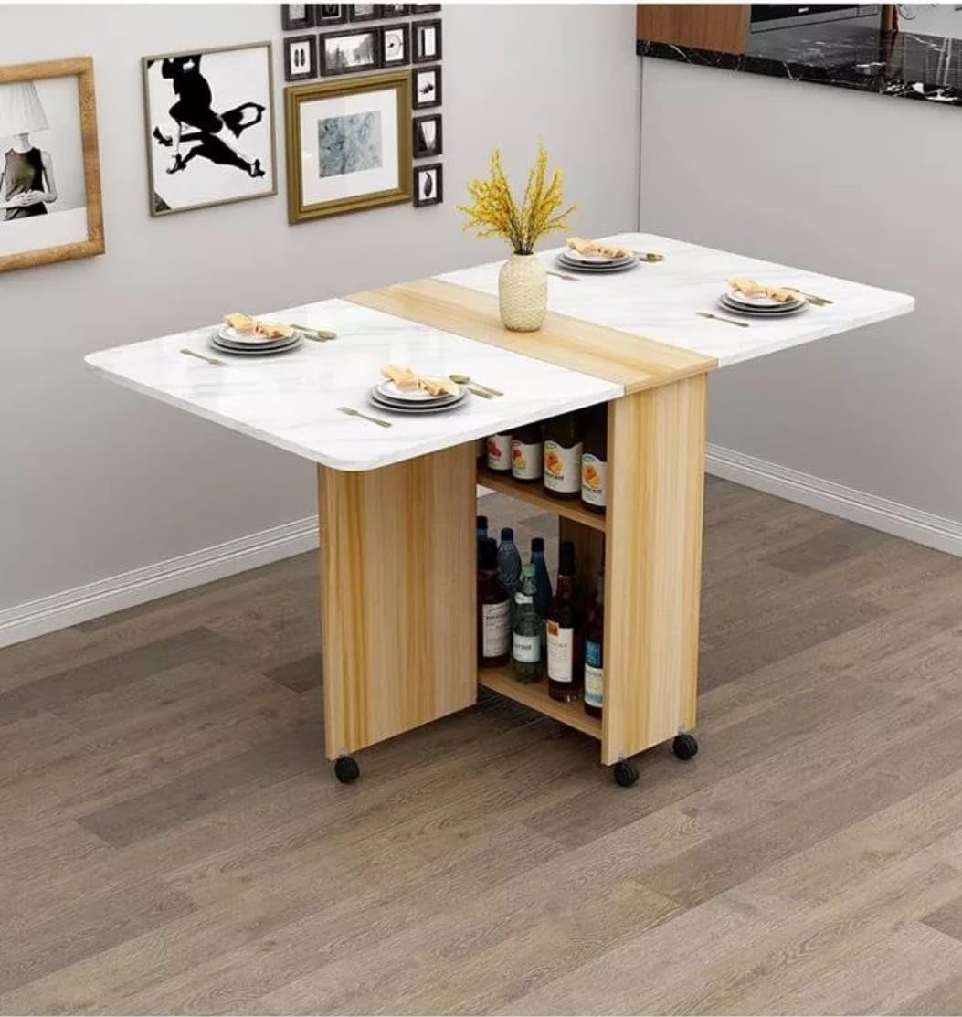 Buy Folding Dining Table Kitchen Island, Versatile Wheels Portable