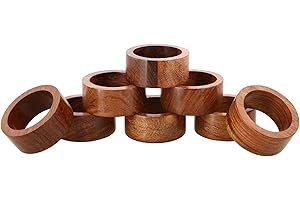 Set of 8 Wooden Napkin Rings, Farmhouse Décor Everyday Use Napkin Buckle Festive Gift