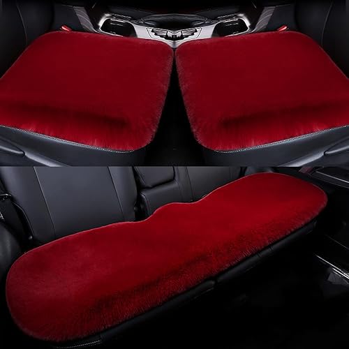 Miniatura 8 de 1 juego de 3 fundas suaves y esponjosas para asiento de automóvil, de lana sintética, almohadilla protectora para asiento delantero y trasero, cojín