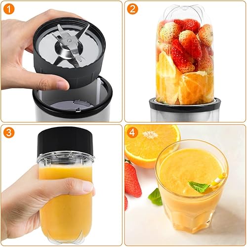 Miniatura 3 de Taza de repuesto, piezas de repuesto para taza alta y corta, para licuadora mágica de 250 W, transparente