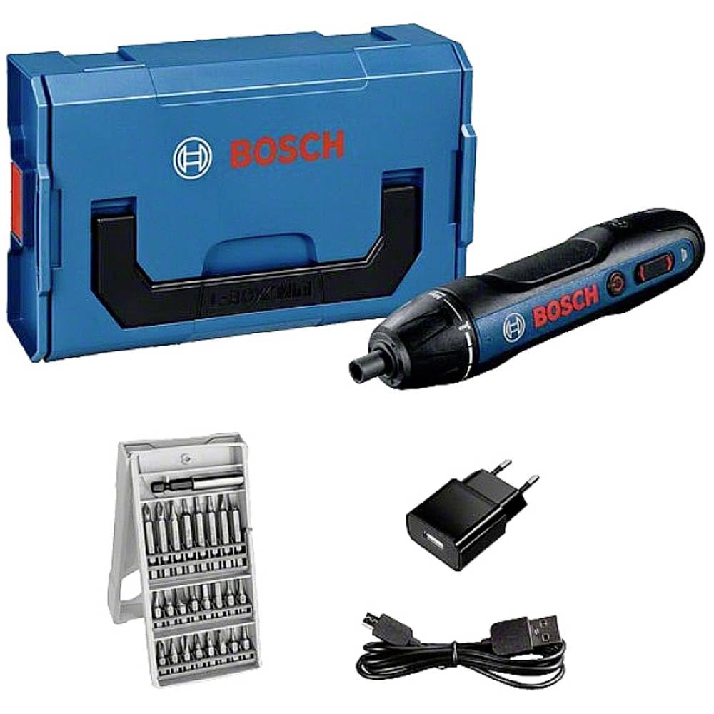 Bosch Professional Bosch GO Cordless Screwdriver (Includes 25-Piece Bit Set, Charging Cable, L-BOXX Mini)
