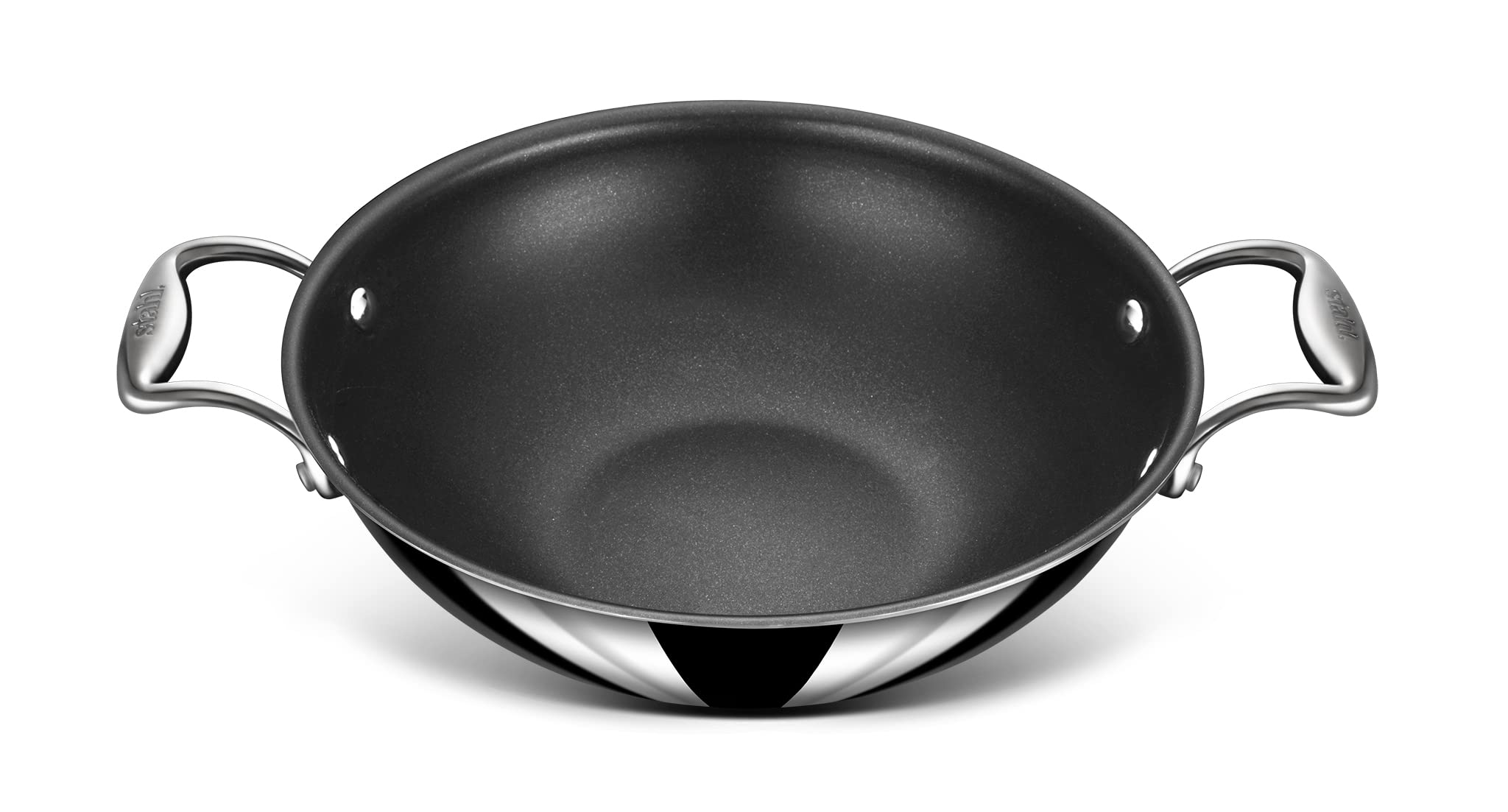 Stahl Triply Stainless Steel Artisan Nevrstick Kadhai with Lid, 5322,22 cm, 2.0 Liters (Serves 3 People)