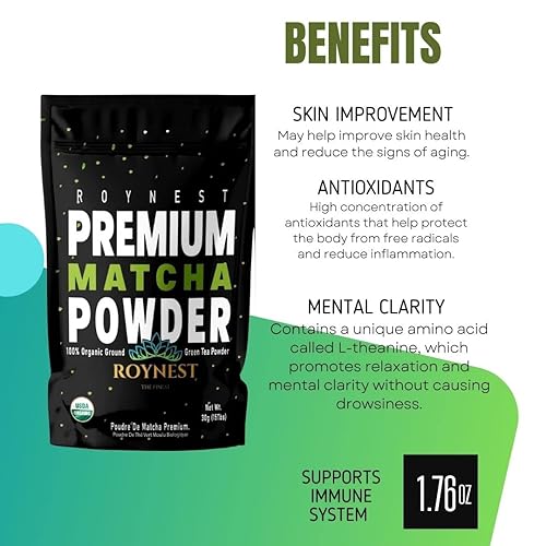 Miniatura 6 de Polvo de matcha japonés premium de 1.76 oz, sin OMG, vegano, certificado por USDA, 1.76 onzas, 30 a 45 porciones.
