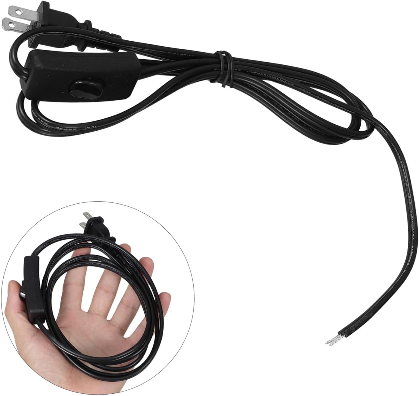 US Power Cord with 303 Switch, 1.8m Black PVC