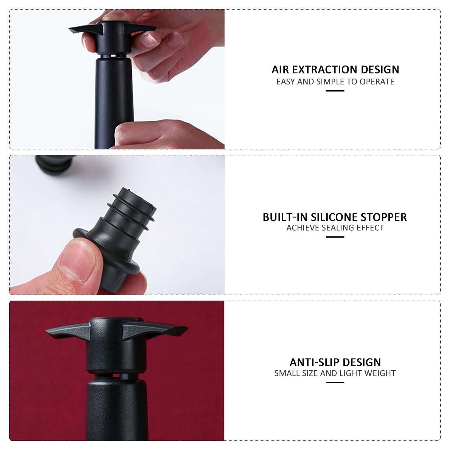 Kit Pompa Sottovuoto Per Vino Con 6 Tappi In Silicone - Conserva Il Sapore Del Vino - Foto 4